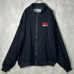 USA製 両面刺繍 薄手 ブルゾン ナイロンジャケット 黒 赤 ヴィンテージ