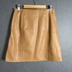 【GU】フェイクレザー タイトミニスカート キャメル ウエスト66cm