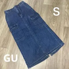 美品　GU デニムカーゴ　ロングスカート Sのサムネイル