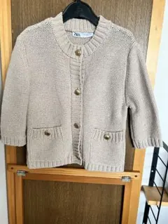 ZARA ザラ ニットカーディガン ホワイト Sサイズ ショート丈
