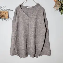 セブンデイズサンデイ【M】グレー ニット ボリューム袖 体型カバー 長袖トップス
