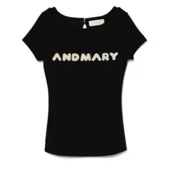 Mary logo tops Black ANDMARY ブラック Tシャツ