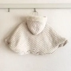 ベビー 白ボア ポンチョ もこもこ
