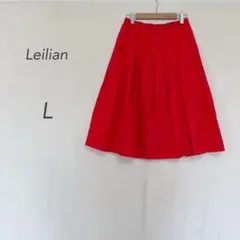 レリアン/フレアスカート/ひざ丈/L/13+/レッド/綿/麻/シンプル/差し色のサムネイル
