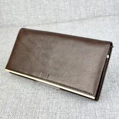 未使用タケオキクチ★メンズロングウォレット 長財布 ソフトカーフ 本革　濃茶
