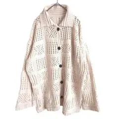 2562 美品 編み風 ニットカーディガン アイボリー M