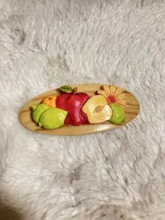 【レア品】木製　フルーツ　ヴィンテージ　バレッタ