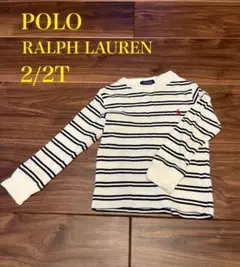 Polo Ralph Lauren ホワイト系ストライプ長袖Tシャツ 90cm