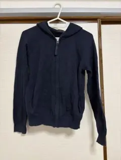キッズ パーカー 130 140 ネイビー 紺色 裏パイル 吸汗 通学 フード付