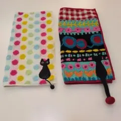 マタノアツコ 水玉模様と猫・花模様と猫 タオルハンカチセット