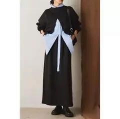 【新品未使用】　シャツレイヤードスウェットSETUP ブラック　ESICA 同型