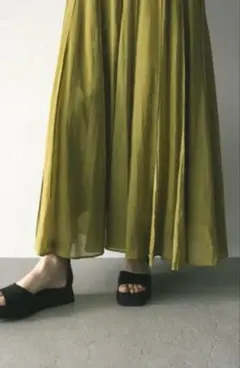 STYLEMIXER シアーピンタックフレアスカート M GRNのサムネイル