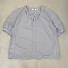 UNIQLO ユニクロ ブラウス リネン ボリューム 半袖 水色 L