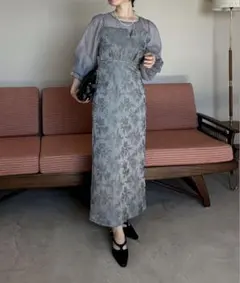 【feepur】オケージョンドレス/ジャガードビスチェドッキングワンピース　S