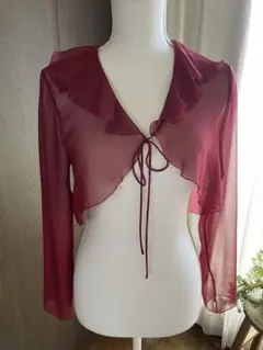 ワインレッド シフォン フリル ボレロ
