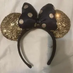 ミニーマウス カチューシャ ゴールドドット スパンコール