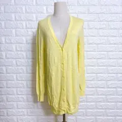 3688 神戸レタス ロングカーディガン L 黄色 パステルカラー ゆったり