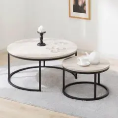 ニトリ ローテーブル セラミック ラウンドテーブル 大理石風 セット売