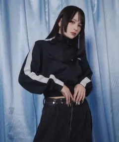 【美品】Fickle Bebe ボウロゴトラックショートジャケット 黒 y2k