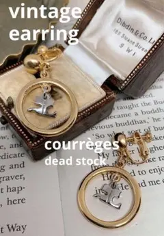 フランスヴィンテージ courrèges サークル ロゴ イヤリング PARIS