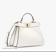 新品Fendiフェンディピーカブー アイシーユー スモール ホワイトレザーバッグ