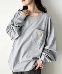 carhartt カーハート　グレー オーバーサイズ 長袖Tシャツ