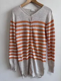 vingtrois サマー　ロングカーディガン　M〜L ボーダー　ゴールドボタン