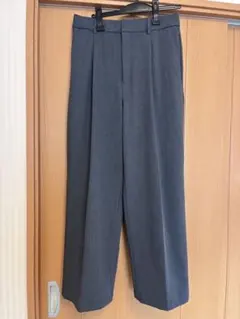 ユニクロ タックワイドパンツ グレー L 股下69cm