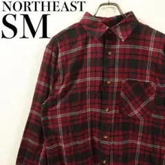 【美品】NORTHEAST 長袖ネルシャツ 輸入 レッド 古着 チェックシャツ