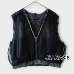 JEANASIS チュールドッキング デニムショートベスト F ブラック