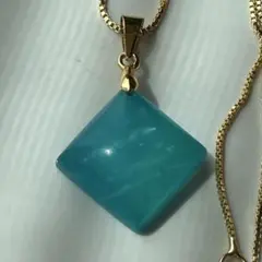 アマゾナイトスクエアネックレス　　金メッキ