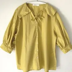 美品✨niko and ニコアンド パフスリーブ ブラウス シャツ イエロー L