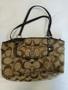 コーチ トートバッグ ベージュ ブラウン ロゴ柄