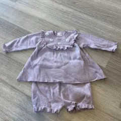 petit main 薄紫 フリルニットセット 80cm