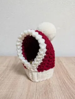 ハンドメイド犬帽子　 クリスマス帽子㉕ ワインカラーゆったりサイズ