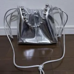 LOWRYSFARM シルバー 巾着 ショルダーバッグ