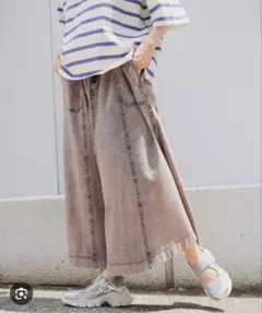 新品ニコアンド【完売品】アソートベルトフレアスカート　オレンジデニム　Ｍ