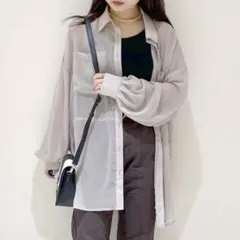 PAGEBOY アソートシアーBIGシャツ グレージュ F