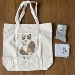 猫ロゴ3点セット トートバッグ ハンカチ 靴下