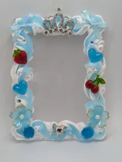 ホイップデコトレカケース　ブルーハート·リボン