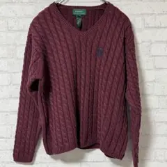 【美品】ローレン ラルフローレン ケーブルニット Vネックセーター XSのサムネイル