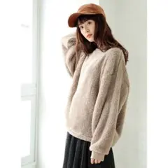 earth music&ecology ふわもこボアプルオーバー ベージュ