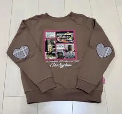 Candychuu ブラウン トレーナー ハート型肘当て 130cm