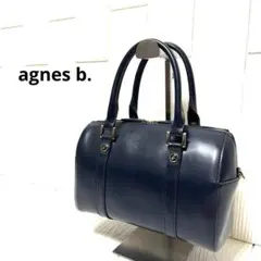 美品 アニエスベー 2WAY ミニボストン ハンドバック ショルダーバッグ 紺