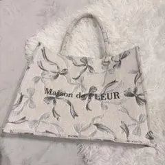 Maison de FLEUR リボン柄ゴブランスクエアトートMバッグ