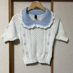 新品CIDER 襟付きクロップドトップス花柄