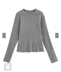 クルーネック袖ボタンリブニットトップス[k9274f]