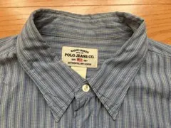 Polo Jeans Co. 半袖シャツ 水色ストライプ　XL