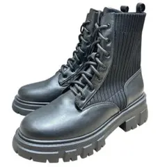 【極美品】fitfit ストレッチニット使いレースアップブーツ Lサイズ