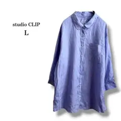 【スタジオクリップ】ふんわりやわらかセンスアップリネンシャツ　ラベンダー　麻